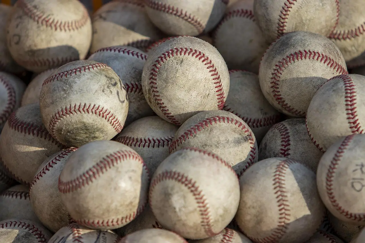 Baseballs on top of each other 