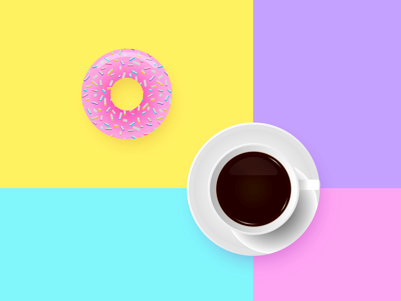 Coffee and Donut trendy and colorful 
