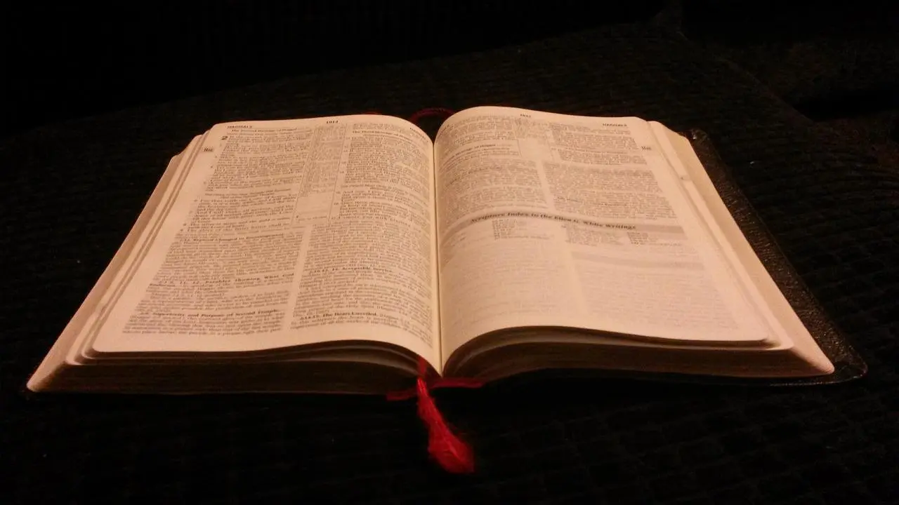 Open copy of an old bible