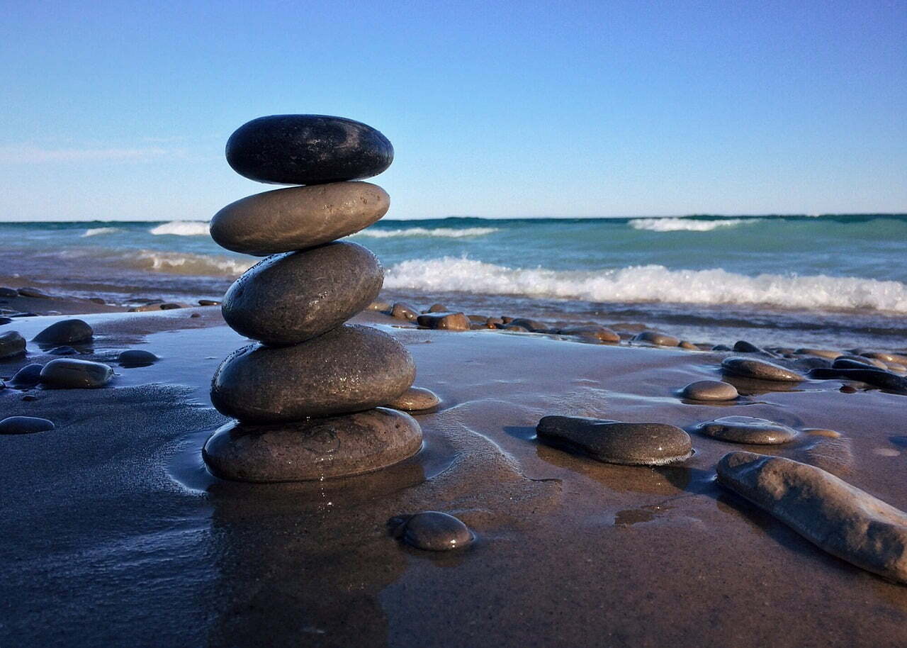 Balanced stacked rocks on top of each other 