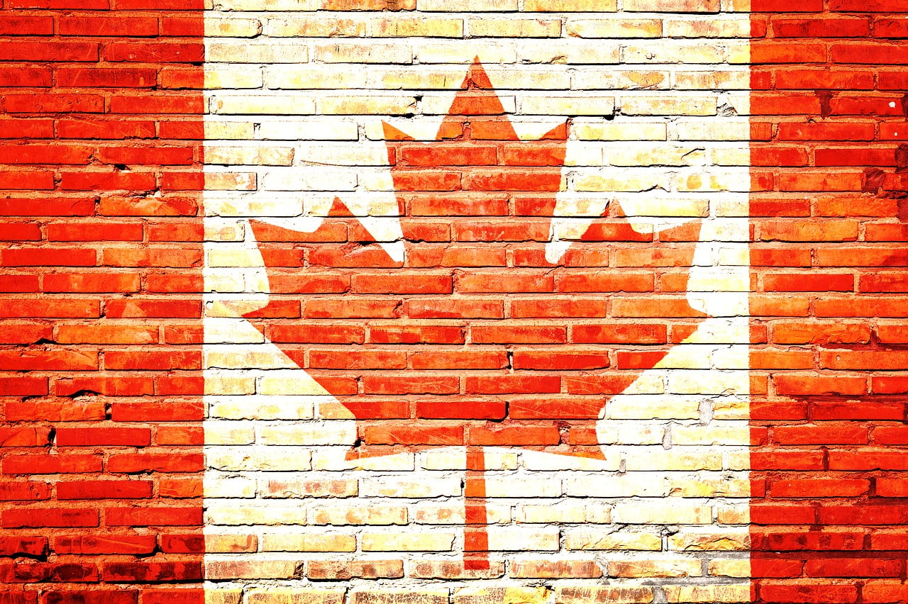 Canada flag on bricks