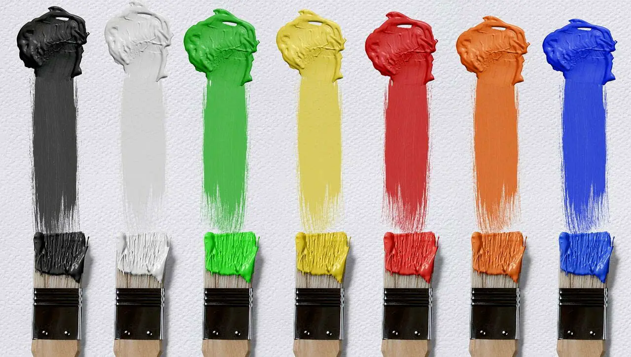 Paint brush colours on a canvas