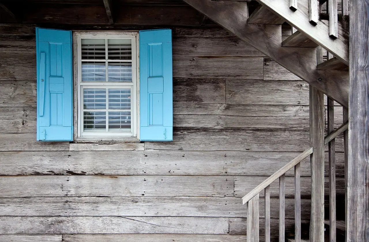 Blue housing shutters 