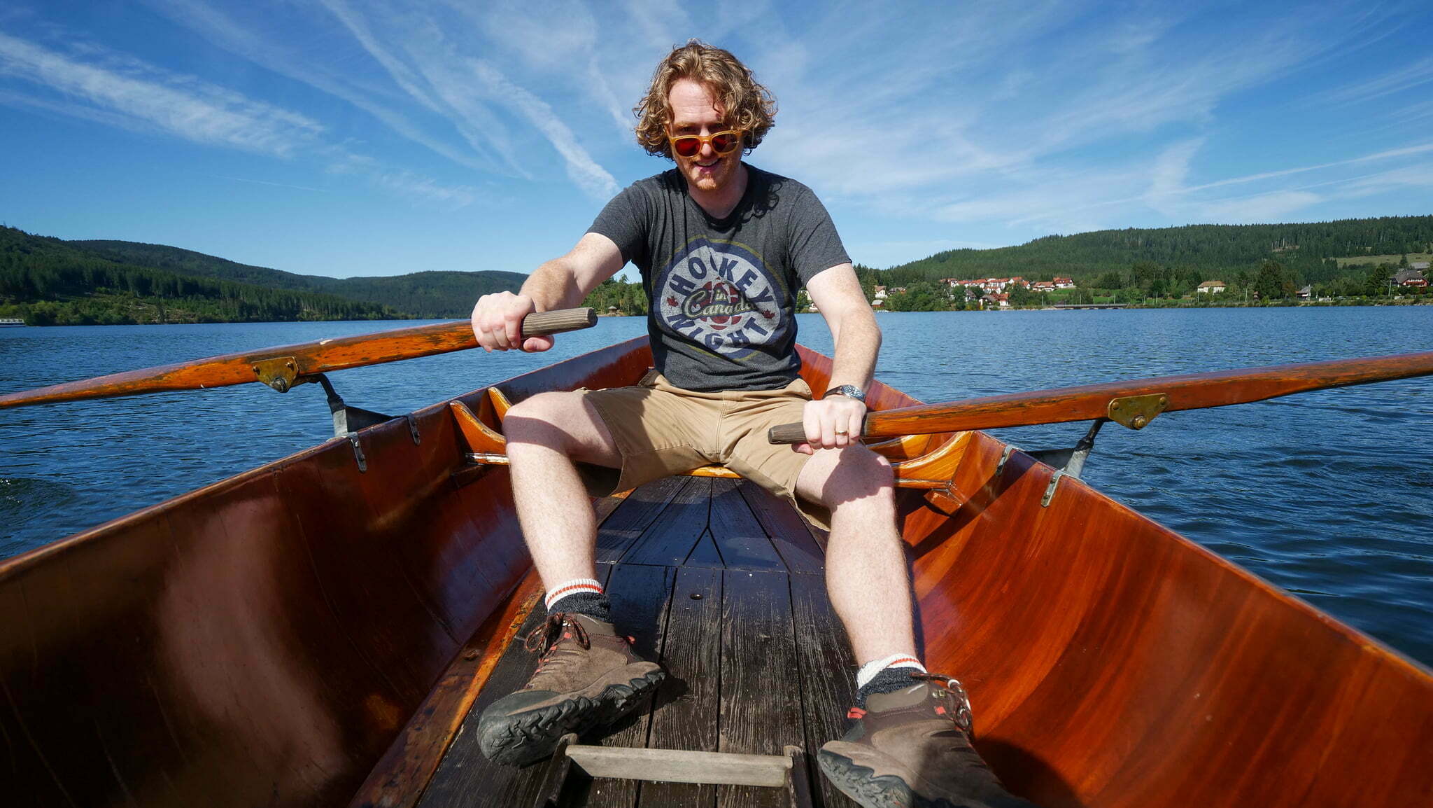 Nomadic Samuel rowing in the Black Forest region of Germany
