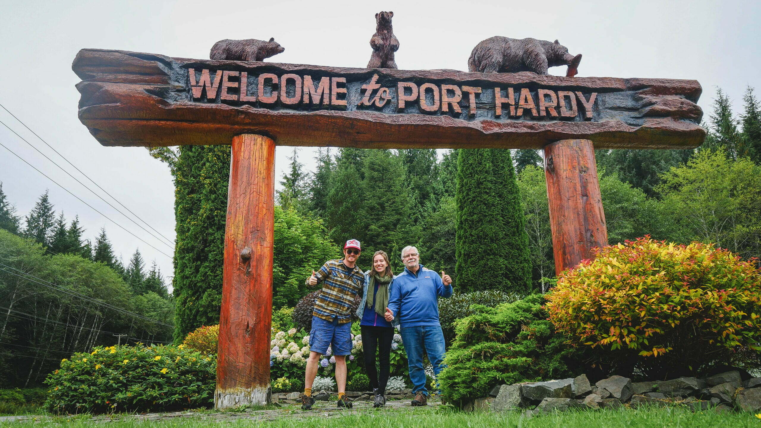 Nomadic Samuel visiting Port Hardy with his wife Audrey and father-in-law on Vancouver Island, British Columbia, Canada