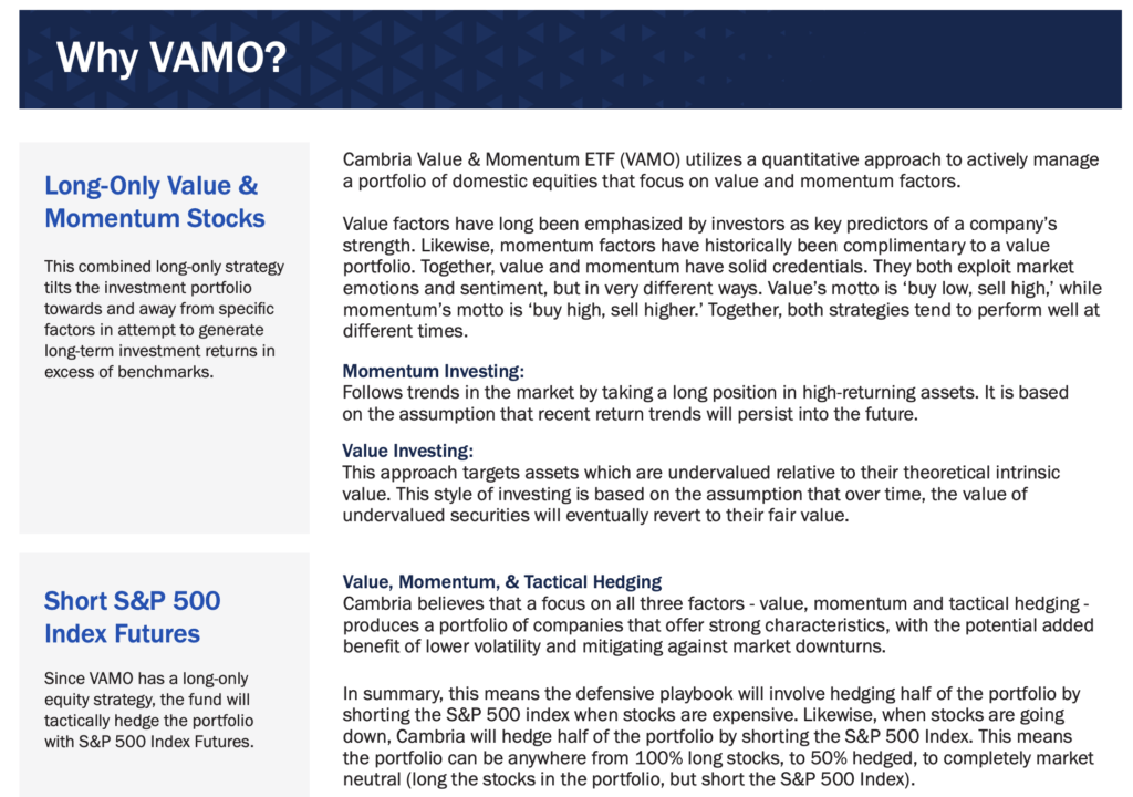 Cambria Value and Momentum ETF Review VAMO ETF Review