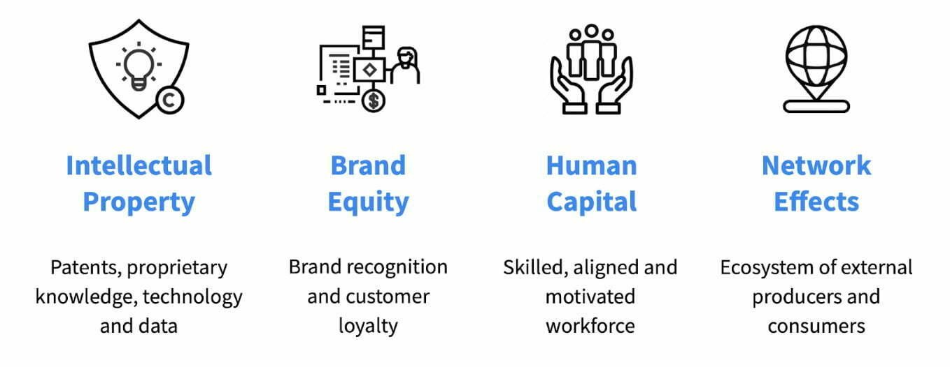 Intangible Value including intellectual property, brand equity, human capital and network effects 