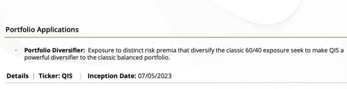 QIS ETF Portfolio Applications as a portfolio diversifier alternative sleeve for a classic 60/40 portfolio 