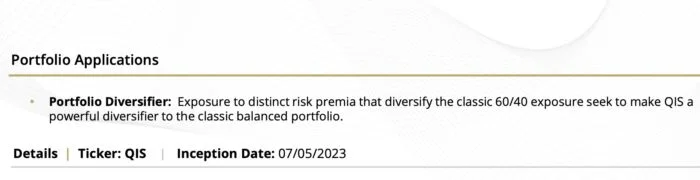 QIS ETF Portfolio Applications as a portfolio diversifier alternative sleeve for a classic 60/40 portfolio 