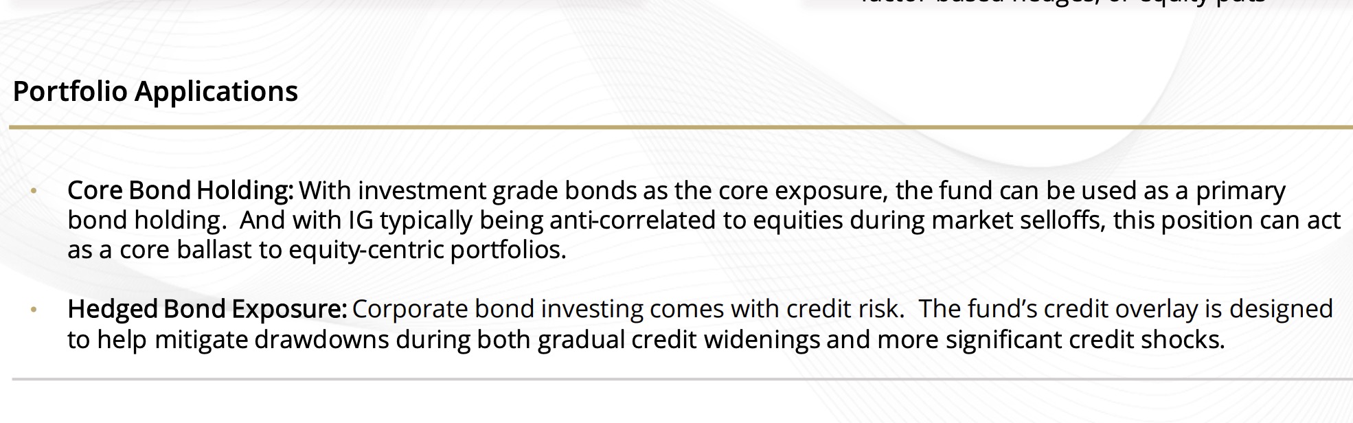 AGGH ETF Simplify Aggregate Bond Fund Portfolio Applications including as a core bond holding with hedged bond exposure 