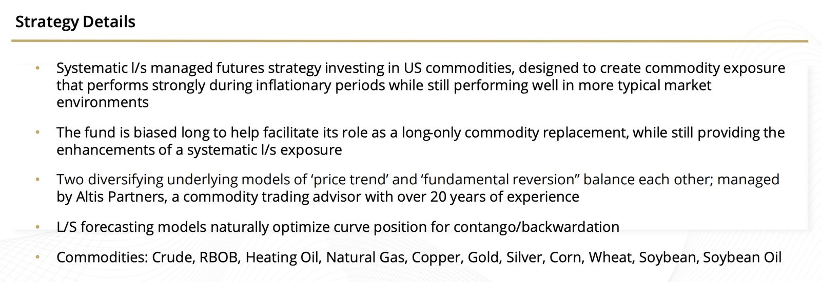 HARD ETF Strategy Details 