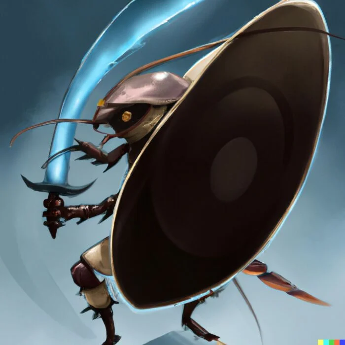 The Cockroach Portfolio With Giant Shield Ready To Defend