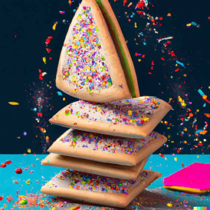Return Stacked Pop Tarts With Exploding Sprinkles Flying Off In All Directions 
