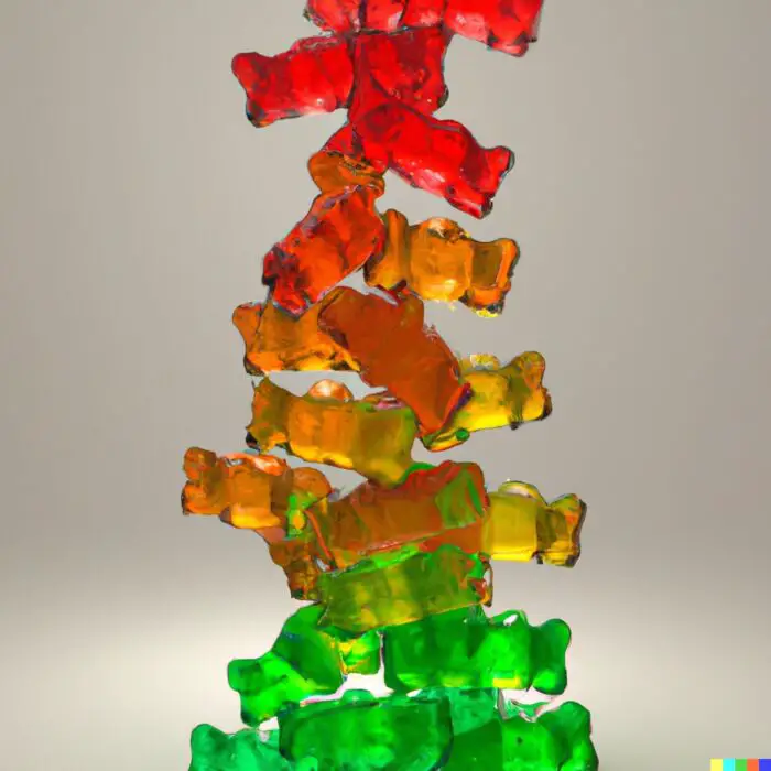 Return Stacked Red, Orange and Green Gummy Bears 
