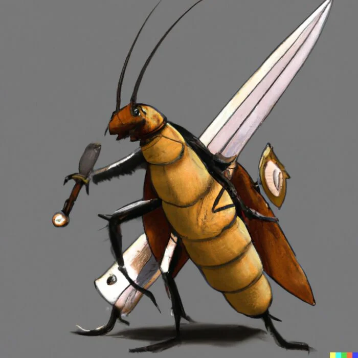 Cockroach Portfolio vagabond with sword ready to combat all economic scenarios 