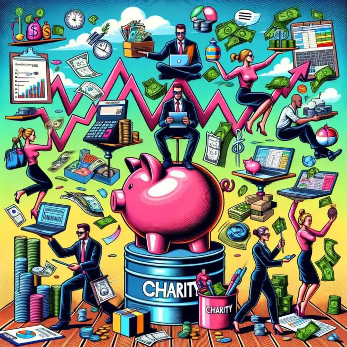 Balancing financial responsibilities with charitable giving - digital art 