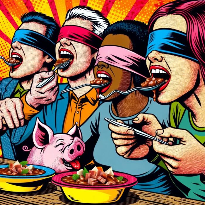Blind Taste Test With Investors Eating Like Pigs - Digital Art 