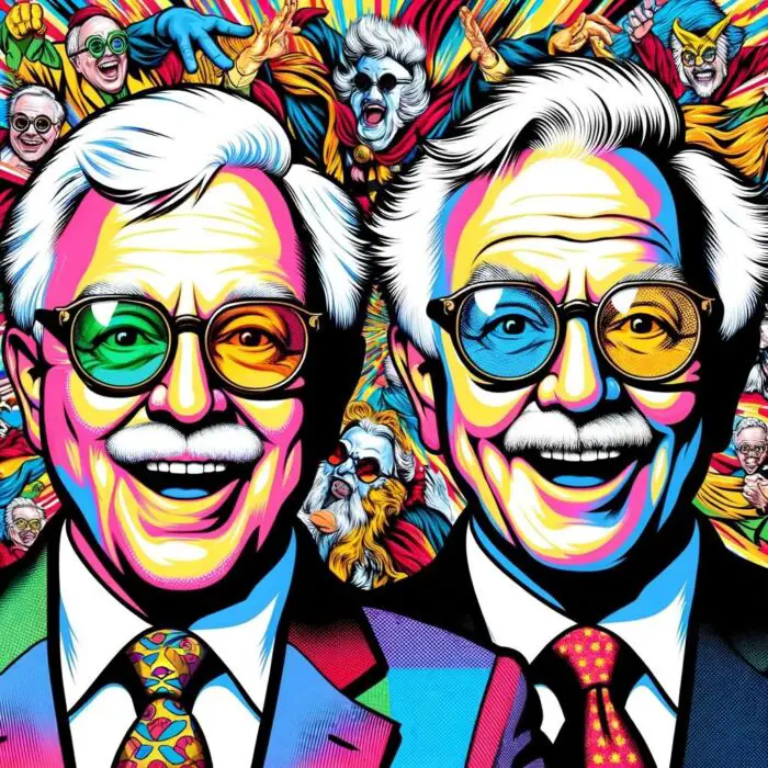 Charlie Munger and Warren Buffett teamed up as value investors - digital art 