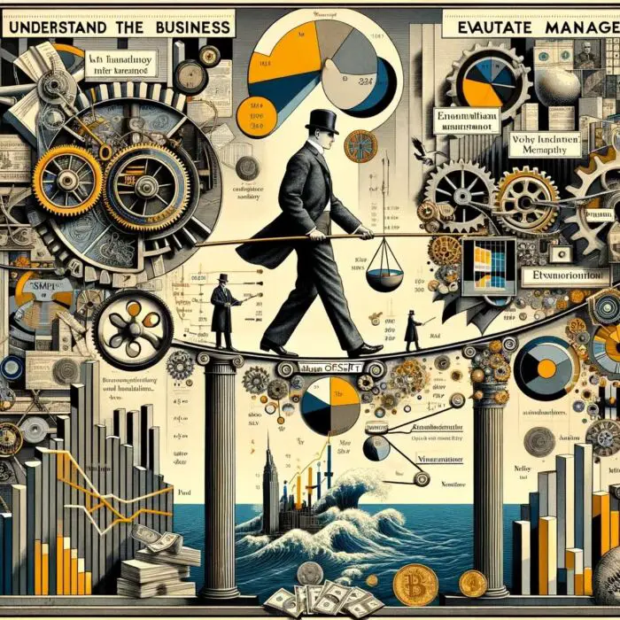 Charlie Munger balancing risk and reward in Investing - digital art 