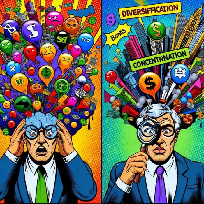 Charlie Munger diversification versus concentration approach to investing - digital art 