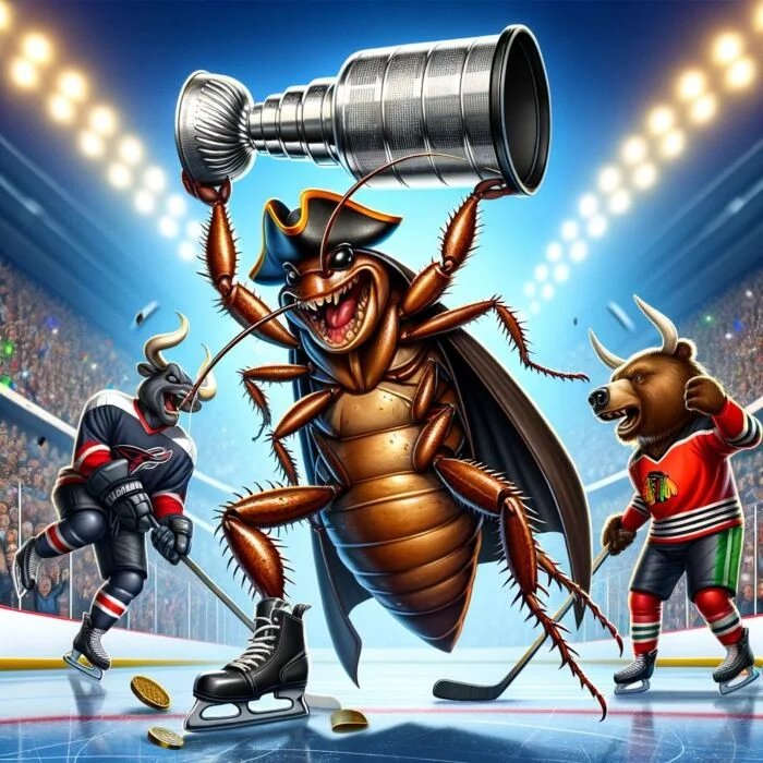 The Cockroach Portfolio winning the Stanley Cup playing great defence- digital art 