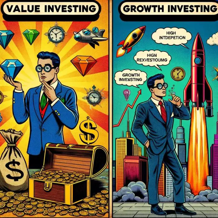 Definition of Value and Growth Investing - digital art 