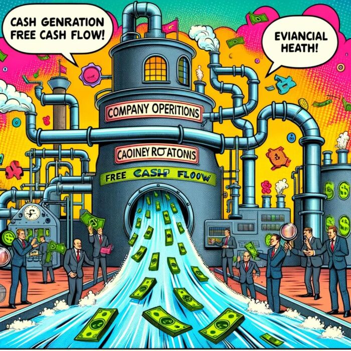 Free Cash Flow: Free cash flow is a metric used to evaluate a company's ability to generate cash - digital art 