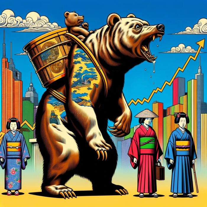 Japan-style multi decade bear markets - digital art 