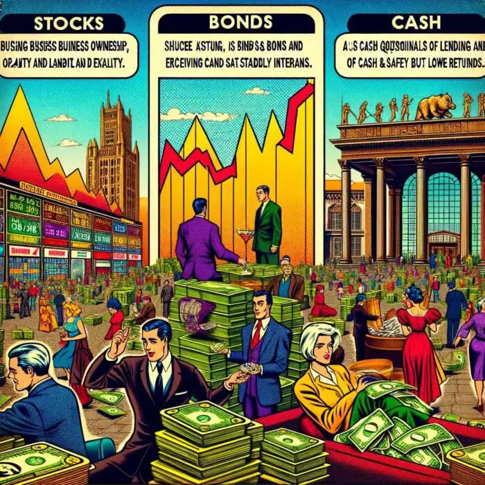 Key Asset Classes: Stocks, Bonds, and Cash - digital art 