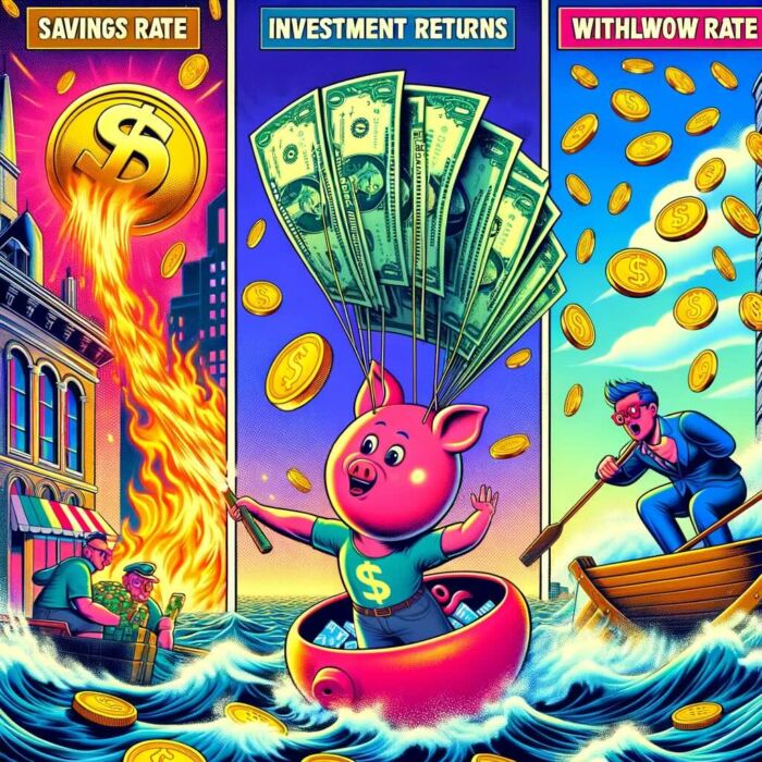 Key Components of FIRE: Savings Rate, Investment Returns, Withdrawal Rate - digital art 