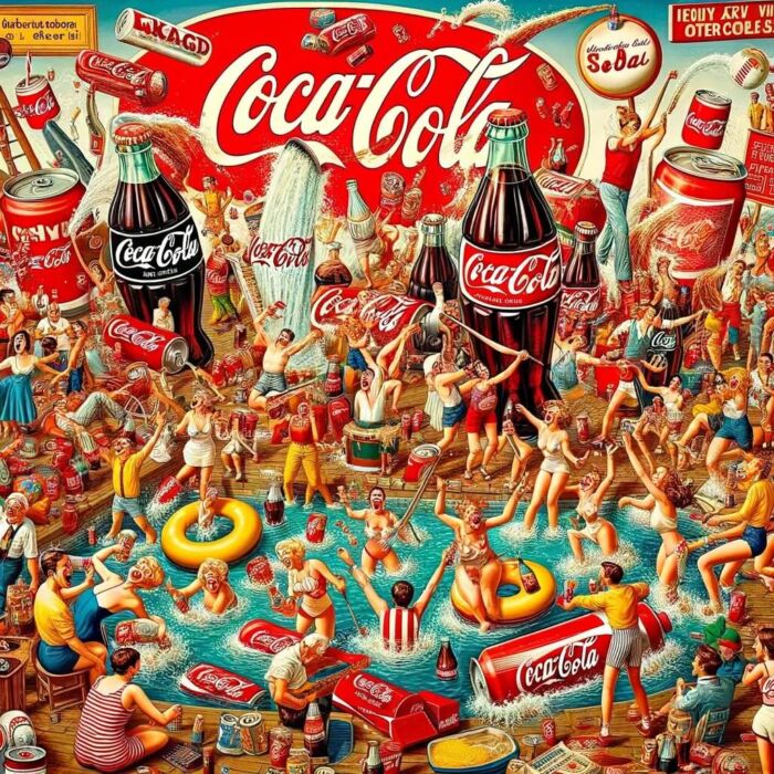 Overview of Coca-Cola as a company before Buffett's investment - digital art 