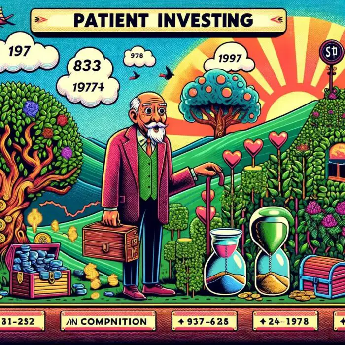 principle of patient investing allowing compound interest to work its magic over many years - digital art 