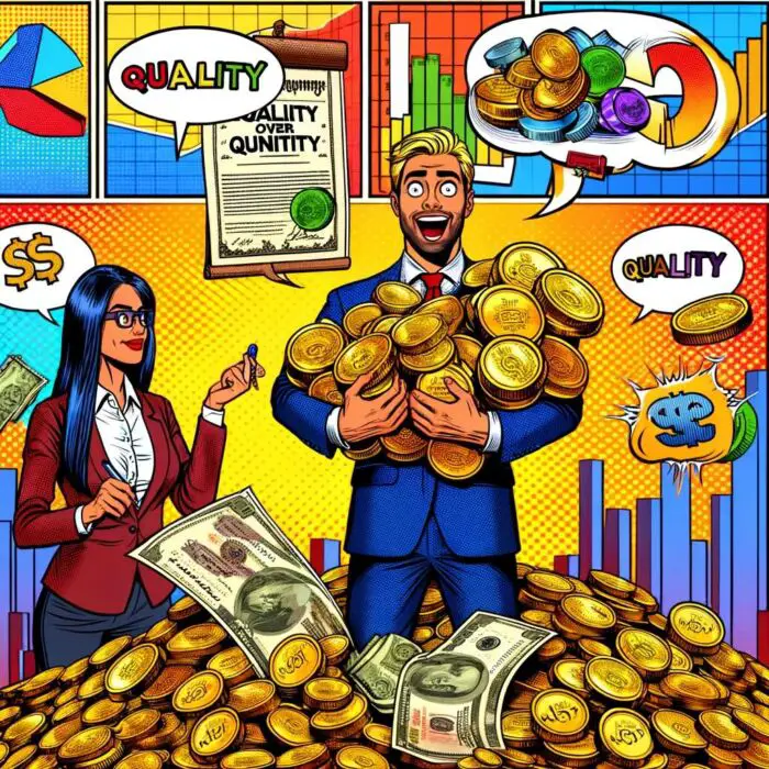 Quality over quantity as a key investing style incorporated by Charlie Munger - digital art 