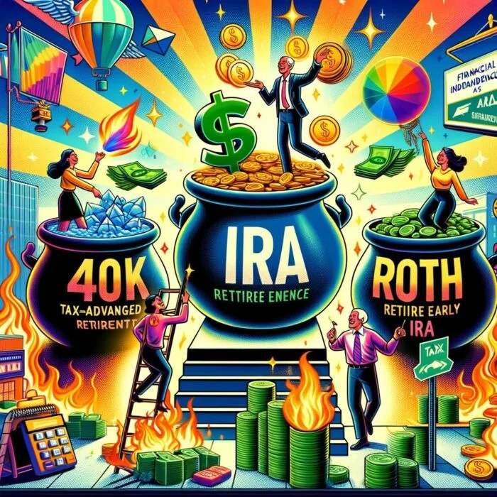 Tax-Advantaged Retirement Accounts (401(k), IRA, Roth IRA) - digital art 