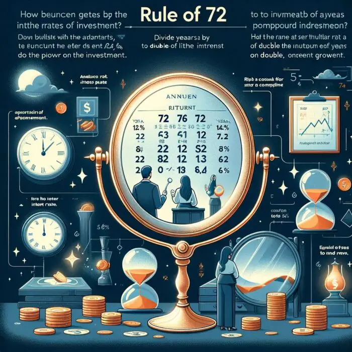 The 'Rule of 72' and its relevance to compound interest - digital art 