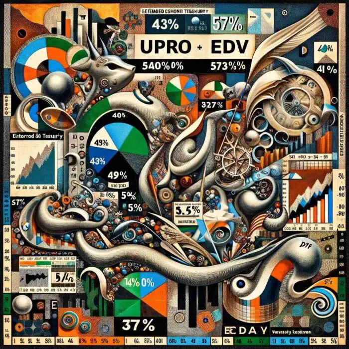 UPRO ETF 43% and EDV ETF 57% as a HedgeFundie Adaptation by HML Compounder - Digital Art
