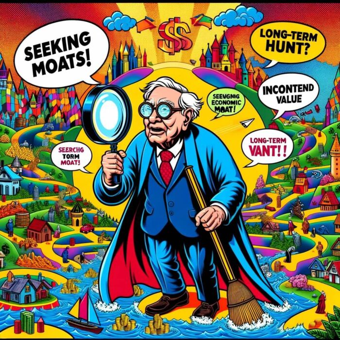 Warren Buffet Searches For Economic Moat Opportunities - digital art 