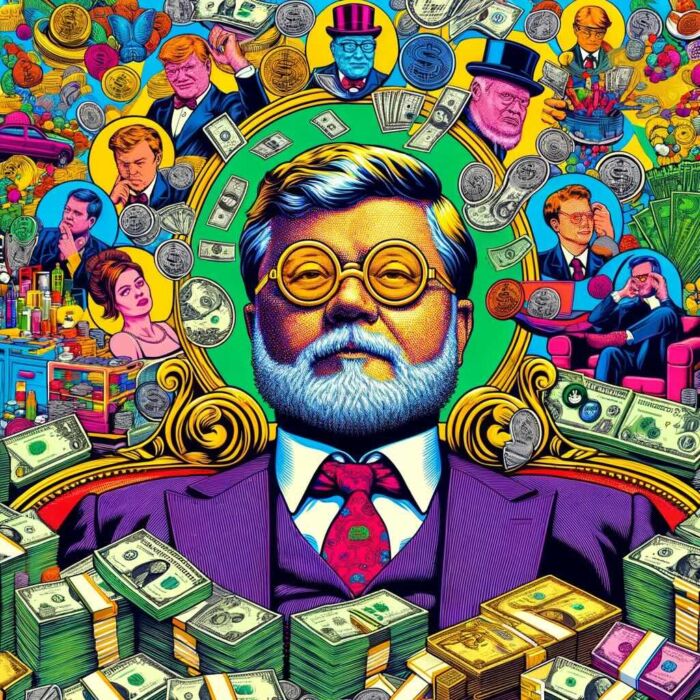 Warren Buffett is one of the wealthiest individuals in the world, amassing a fortune primarily through savvy investments - digital art 