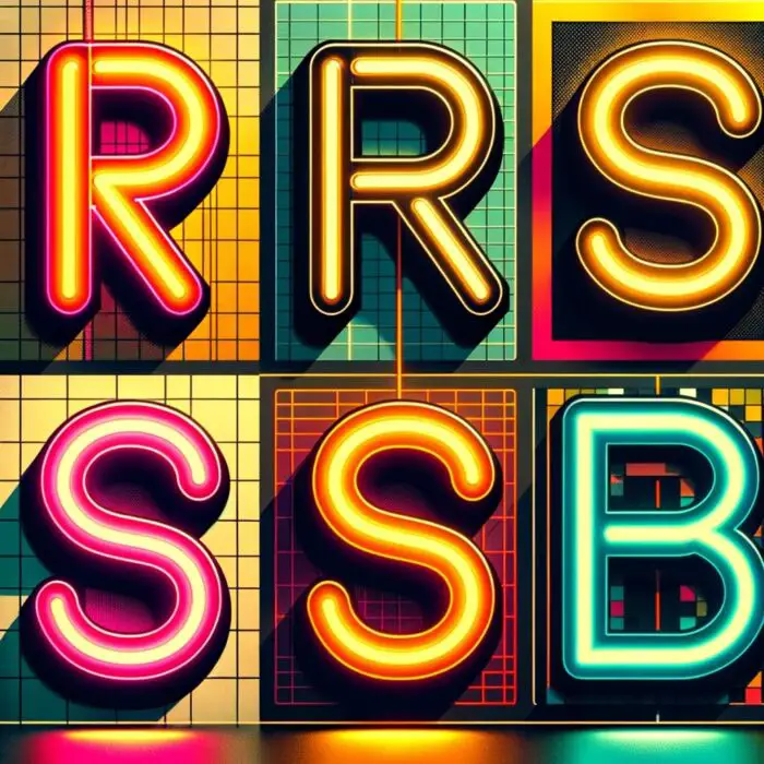 RSSB ETF Logo In Bright Retro Neon - Digital Art 