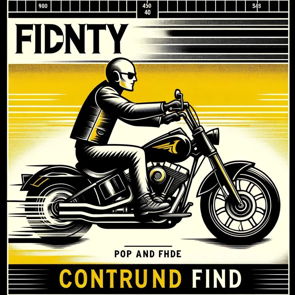 Fidelity Contrafund FCNTX features a renegade biker on a Harley type motorcycle, capturing the dynamic and unconventional investment approach that it takes compared to other passive funds