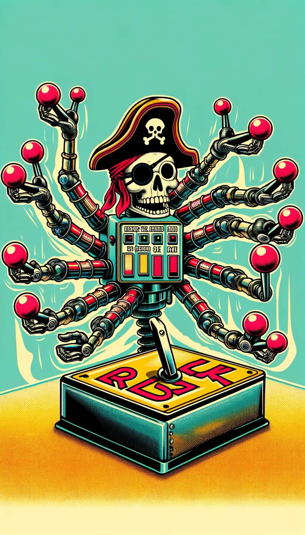 Pirate Inspired Retro Robot Managing Risk 