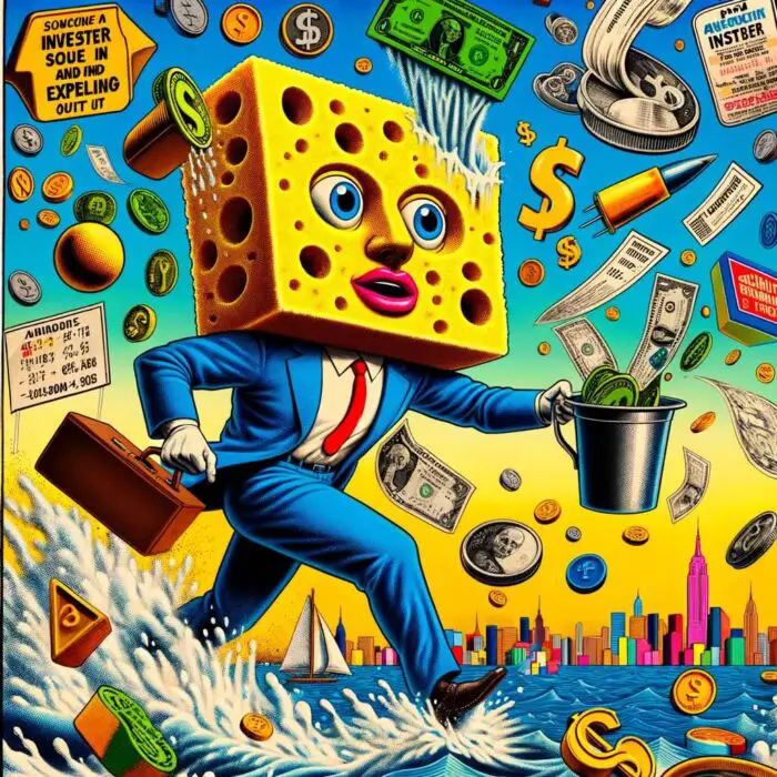 Sponge Investor Soaking In Knowledge And Expelling It Out - digital art 
