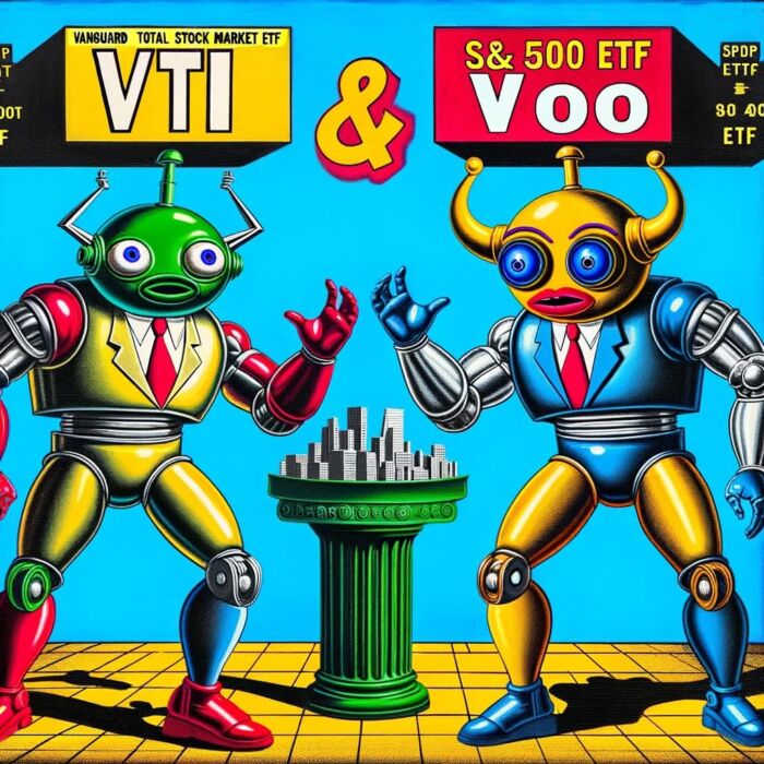 VTI ETF vs VOO ETF battle between the funds - digital art 