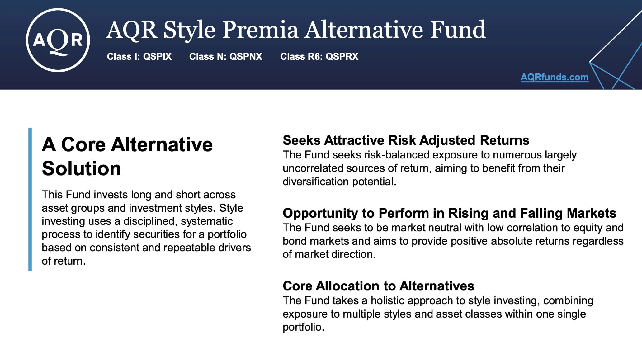 Reasons To Invest AQR Style Premia Fund Reasons To Invest AQR Style Premia Fund