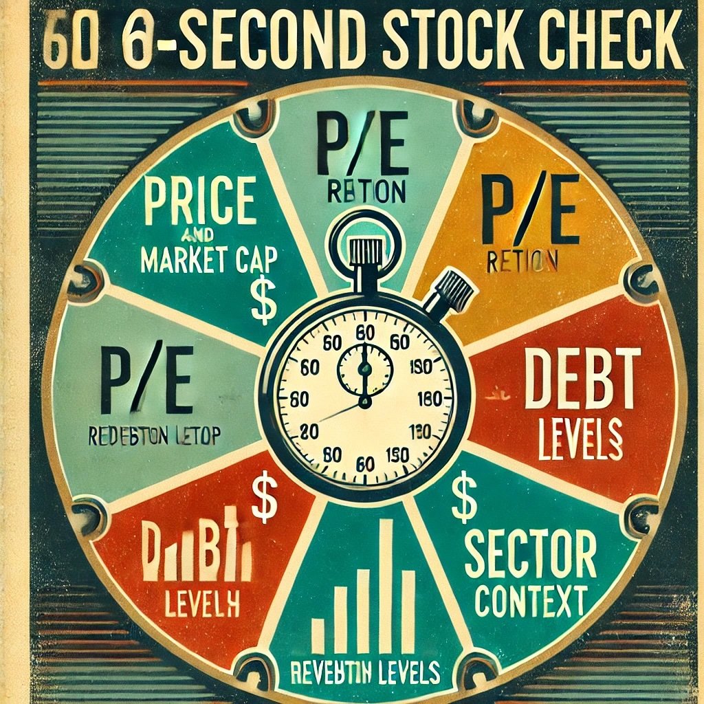 6 Steps of a 60-Second Stock Check simplifies stock evaluation into a quick, actionable process. Each step, from examining price and market cap to assessing industry context