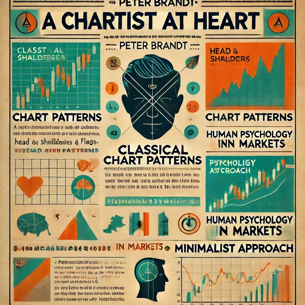 A Chartist at Heart illustrating Peter Brandt's dedication to classical chart patterns, the psychology behind market movements, and his minimalist approach to charting