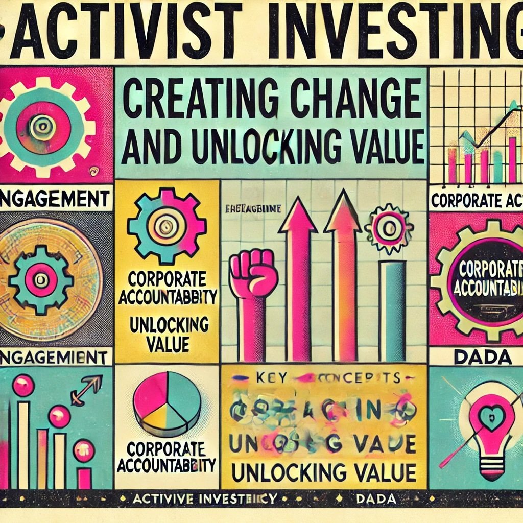 Activist Investing Creating Change and Unlocking Value highlights key concepts like engagement, corporate accountability, and unlocking value 