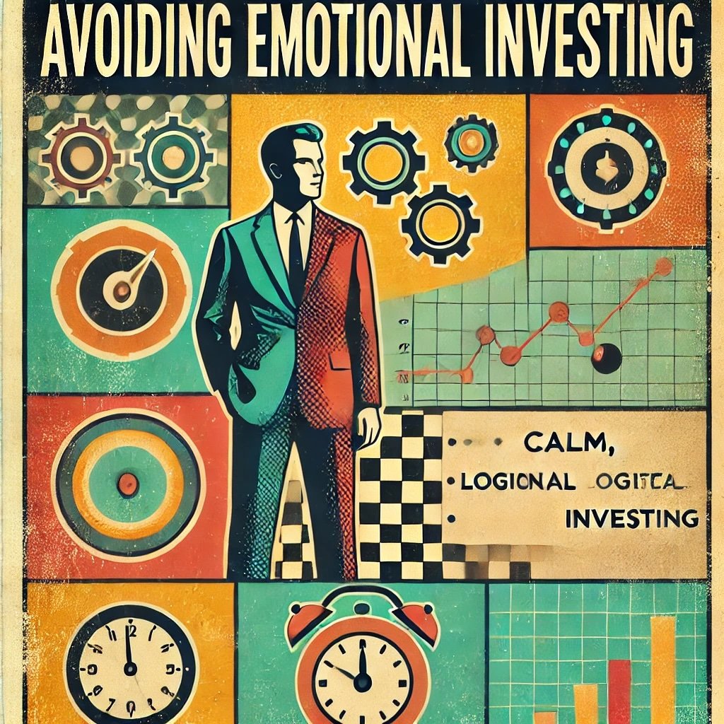 Avoiding Emotional Investing structured look and symbols of a disciplined mindset