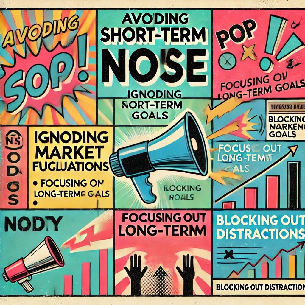 Avoiding Short-Term Noise highlights the importance of ignoring market fluctuations and focusing on long-term goals