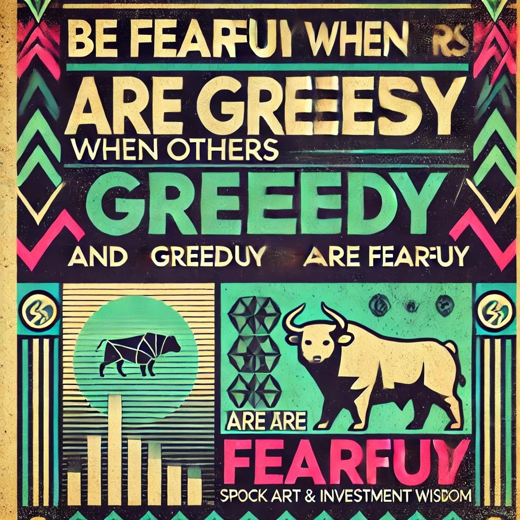 Be Fearful When Others Are Greedy and Greedy When Others Are Fearful symbols of a bear and a bull to represent market sentiments to convey investment wisdom